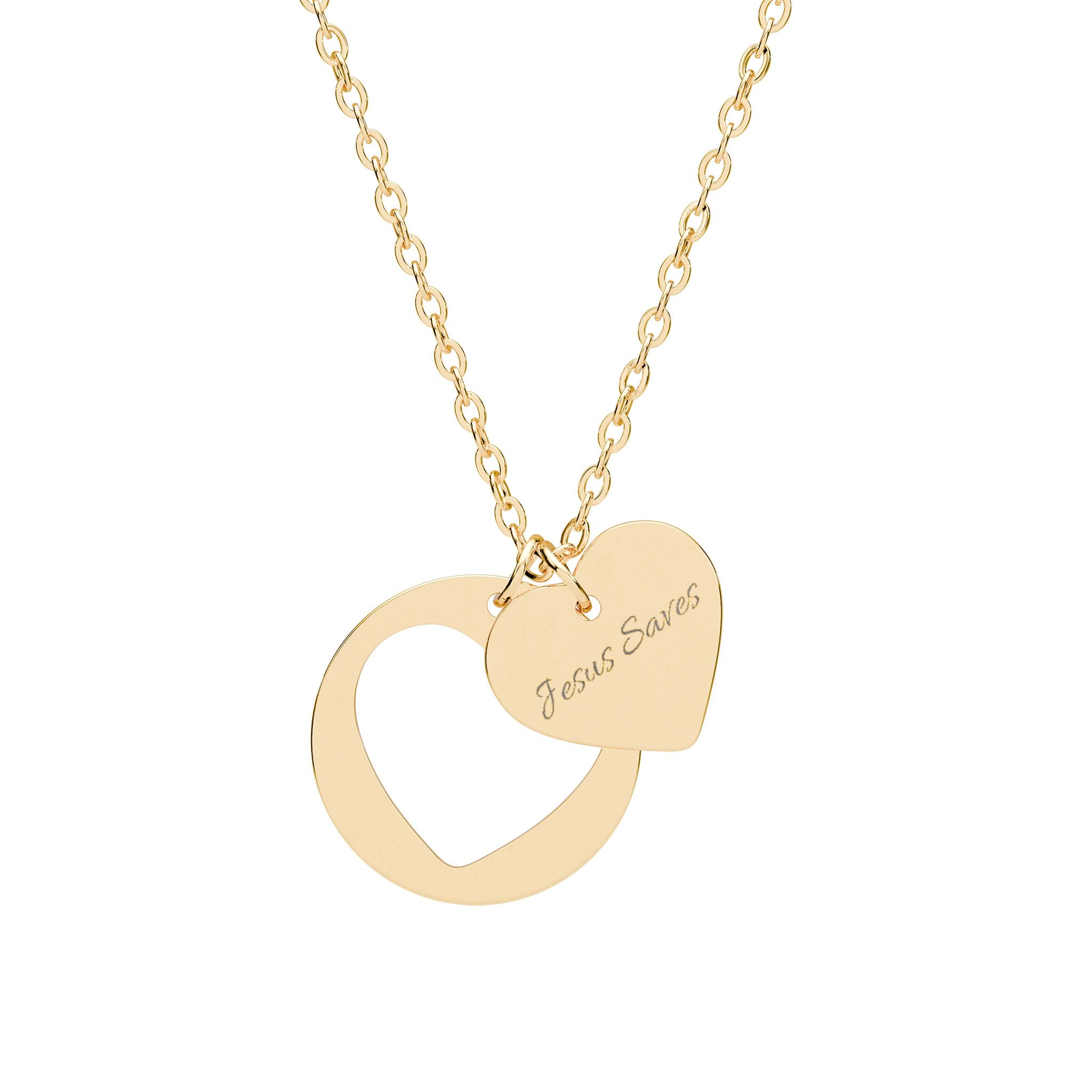 Engravable Heart Cutout Necklace — Personalized Pendant in Silver or Rose Gold
