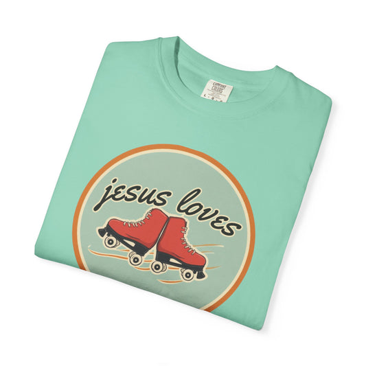 Jesus Loves Roller Skates T-Shirt — Retro Faith Graphic Tee