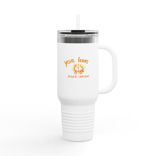 Insulated 40oz Travel Mug - "Jesus Loves" Sunshine Faith Design