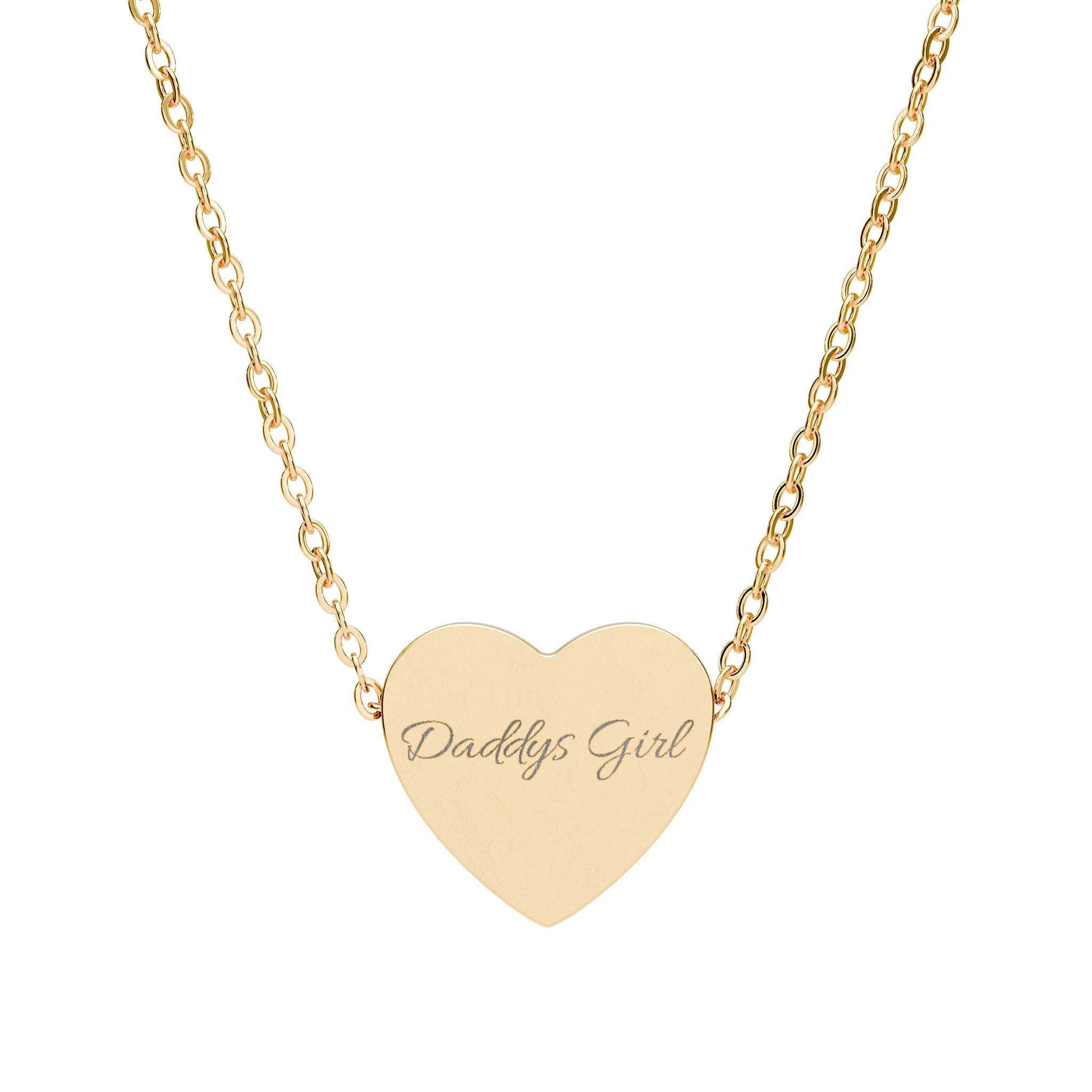 Daddy's Girl Engraved Heart Necklace — Personalized Script Heart Pendant for Women, Gift for Anniversary & Valentine’s Day